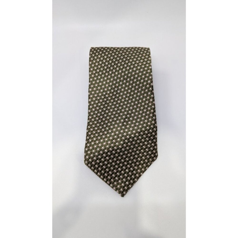 Bruno Piattelli Dark Green/Ivory Patterned Silk Necktie